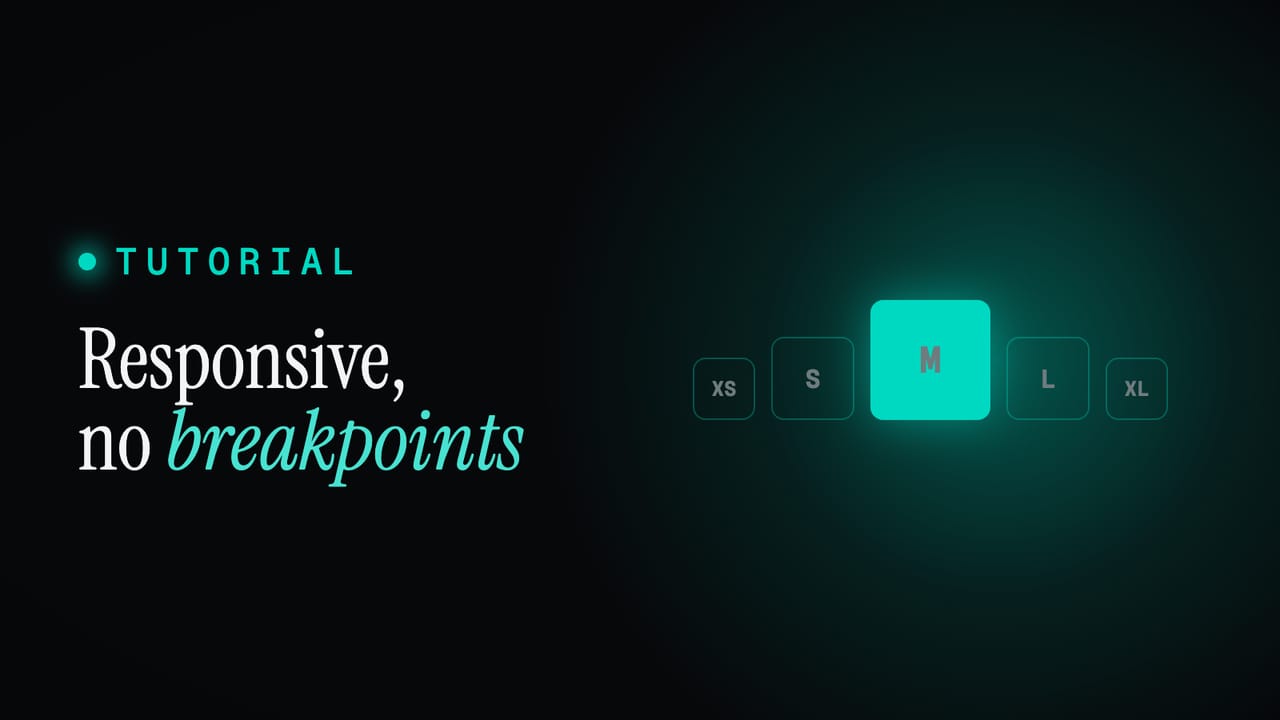 Responsive, no breakpoints: the XS to XL sizing tiers with M highlighted
